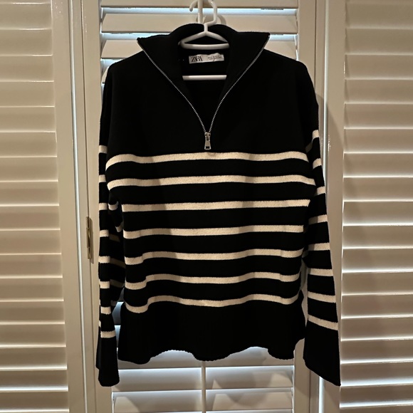 Zara Striped Sweater with Zip - Picture 6 of 14